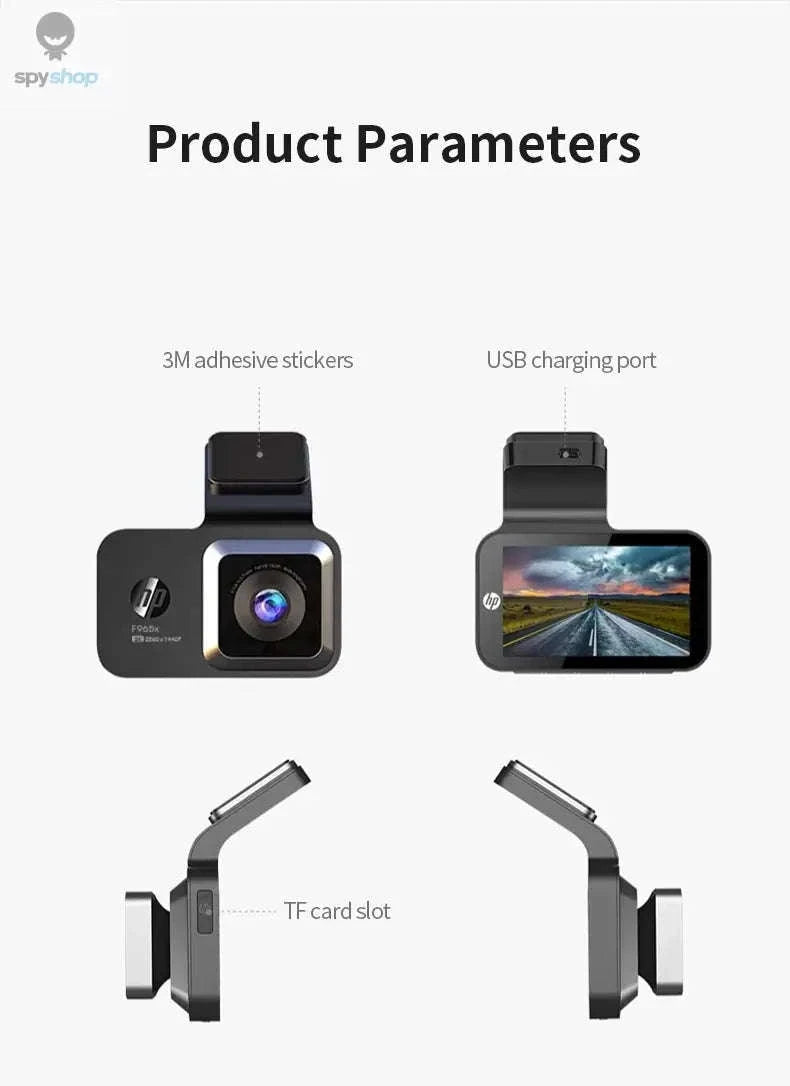 HP F965W Car Dash Cam – 2K Recording, WiFi, Night Vision-(Dual Lens)NoCard