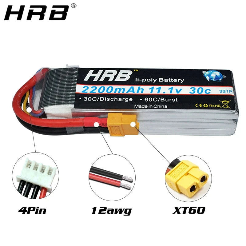 HRB LiPo Battery for RC Models-11.1V 4000mah XT60 / france