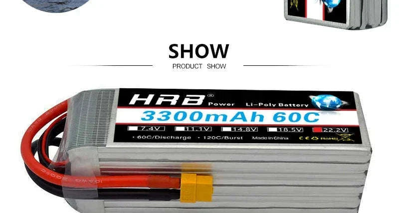 HRB LiPo Battery for RC Models with Stable Power Output-11.1V 4000mah XT60 / france