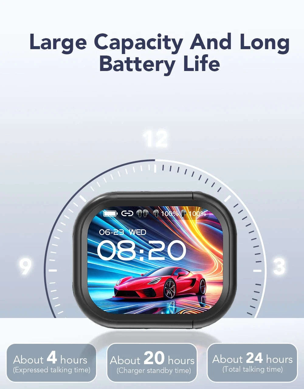 HTC NE20 Bluetooth V6.0 Translator Earbuds with LCD Touch Screen-White AI