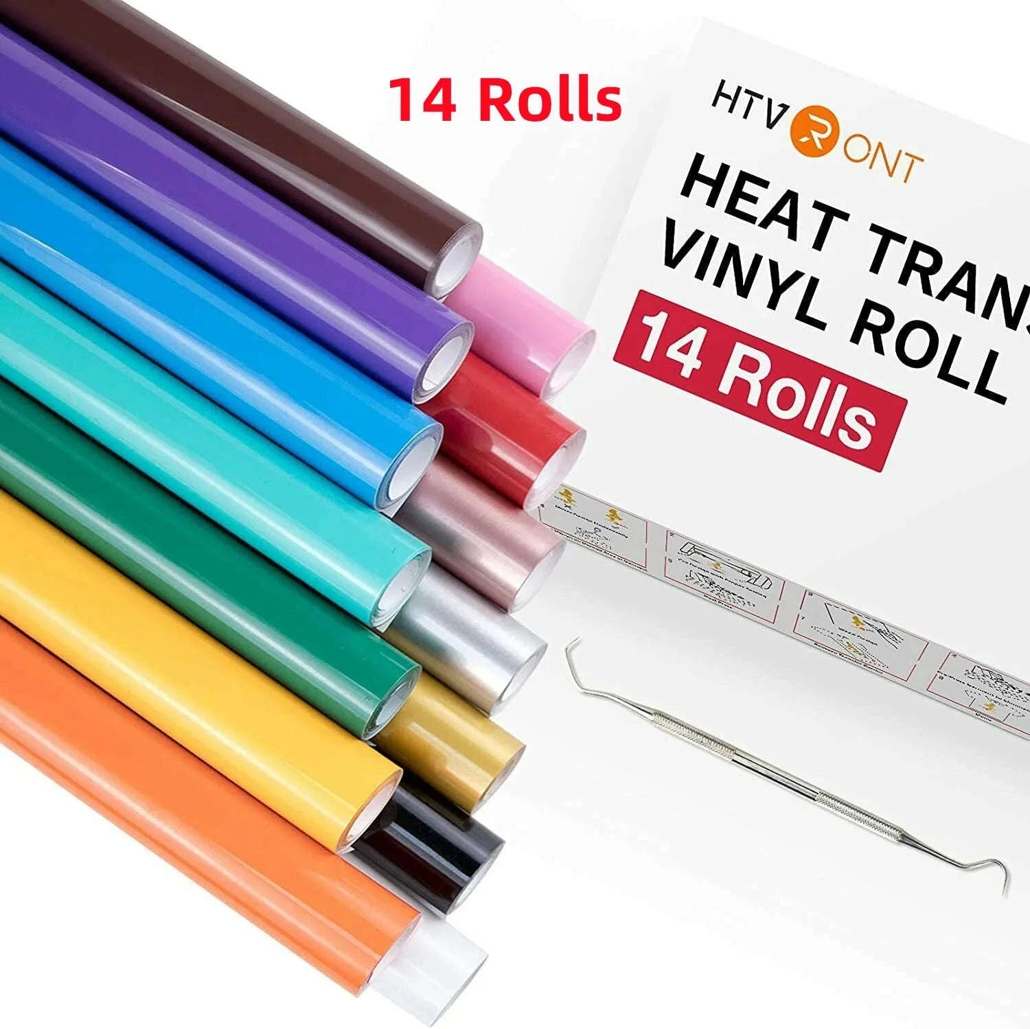 HTVRONT PU Heat Transfer Vinyl Roll Bundle for DIY Apparel-20 pack / 12inX3ft(30X90cm) / UNITED KINGDOM