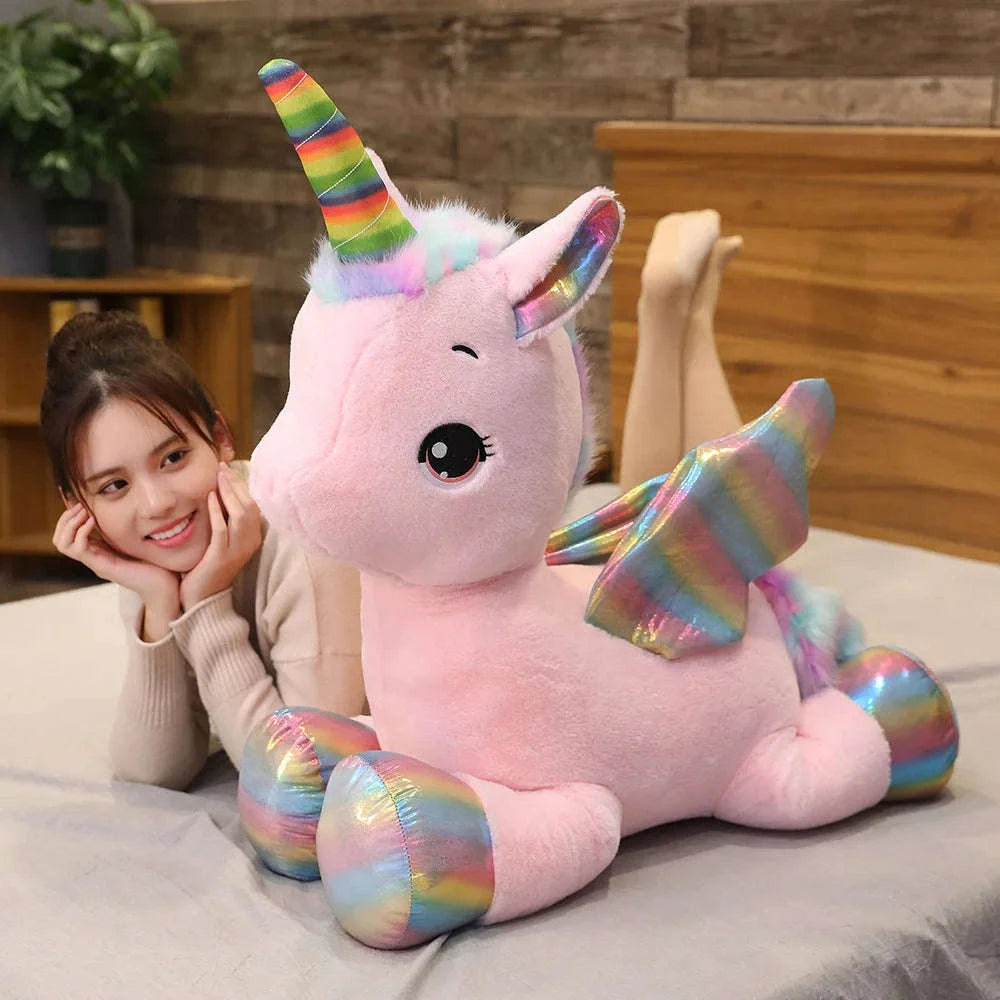 Huggable Soft Unicorn Dream Rainbow Plush Toy-WHITE / 80cm