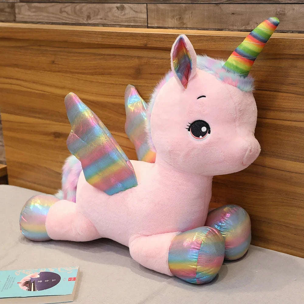Huggable Soft Unicorn Dream Rainbow Plush Toy-WHITE / 80cm
