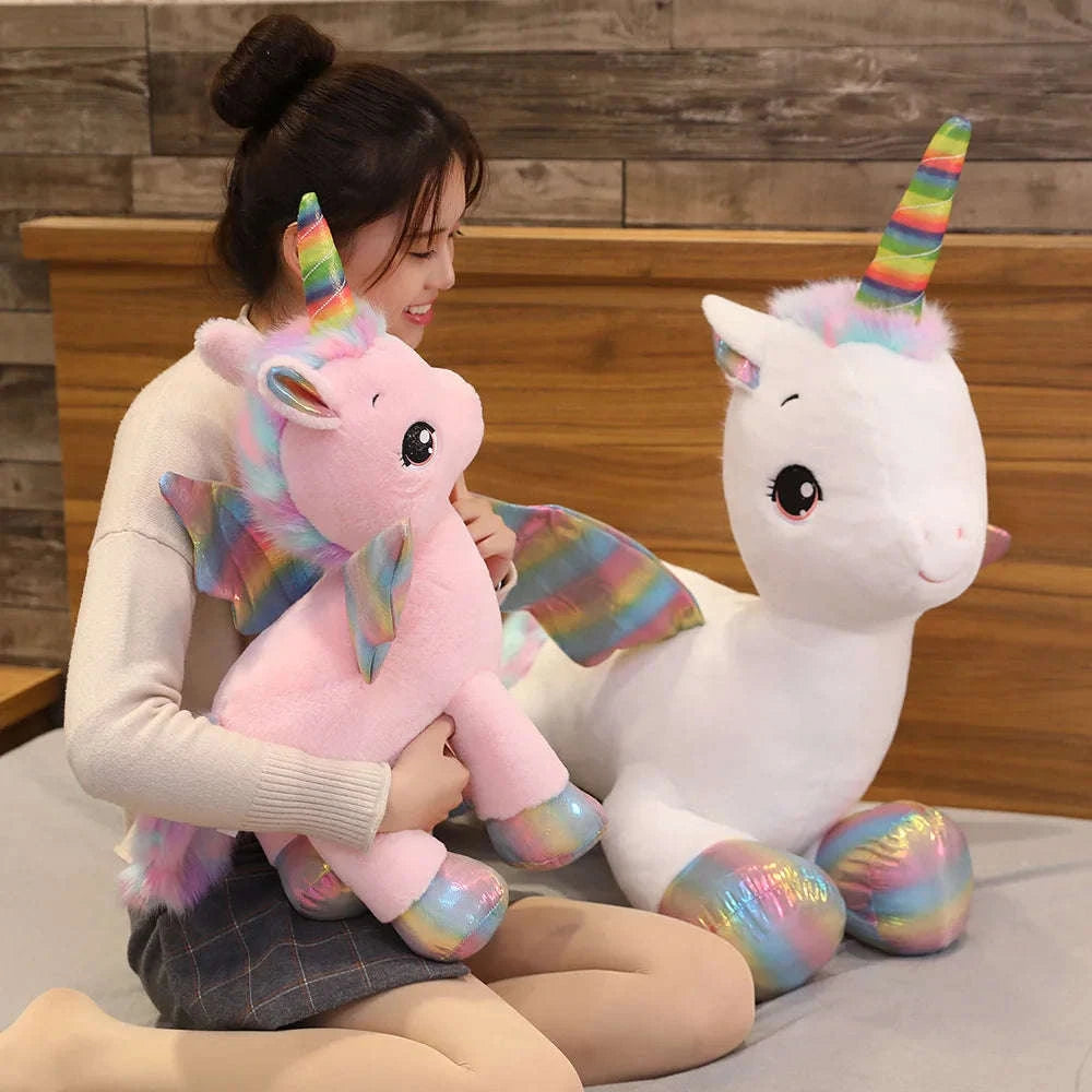 Huggable Soft Unicorn Dream Rainbow Plush Toy-WHITE / 80cm