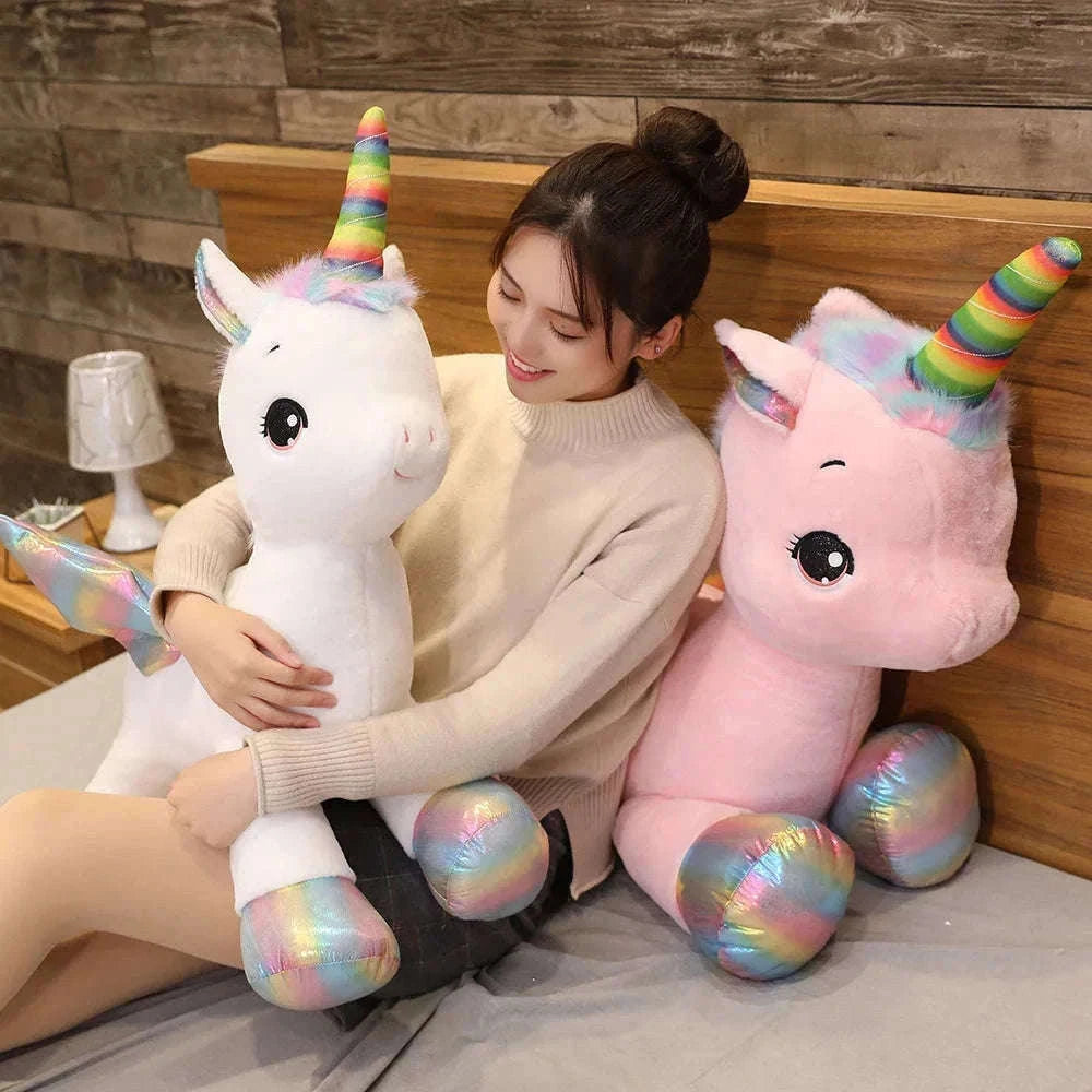 Huggable Soft Unicorn Rainbow Plush Toy for Cozy Comfort-WHITE / 80cm