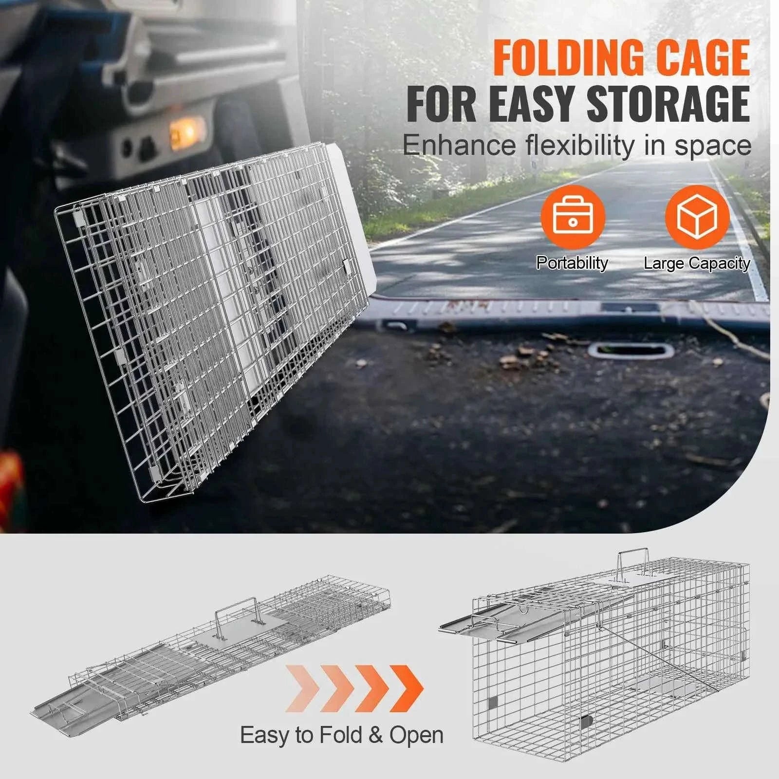 Humane Folding Live Animal Cage Trap with Handle-32 / Poland
