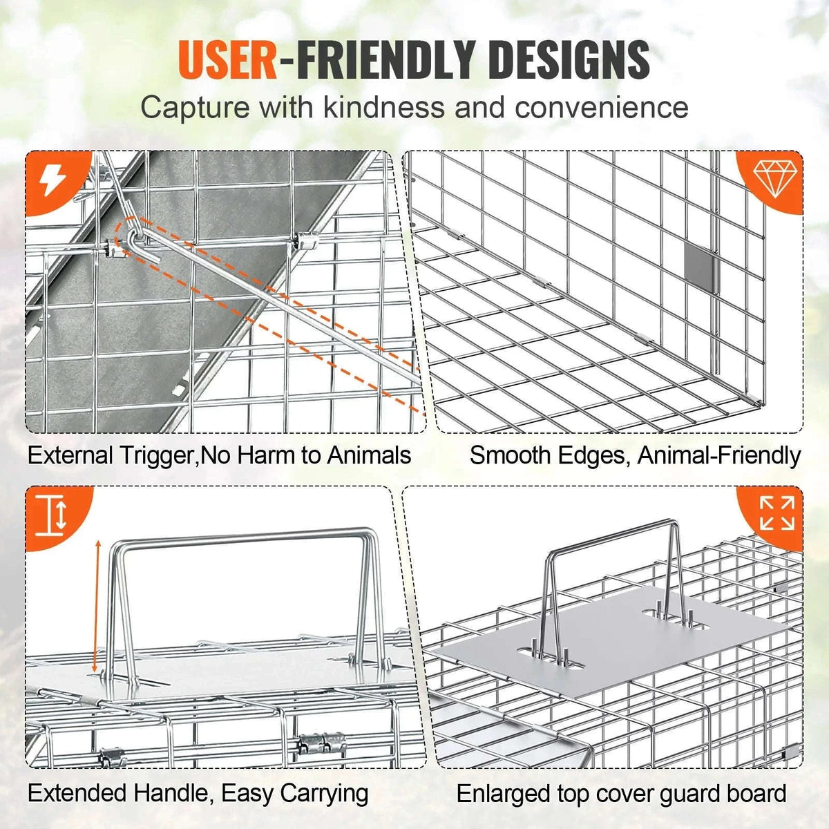 Humane Folding Live Animal Cage Trap with Handle-32 / Poland
