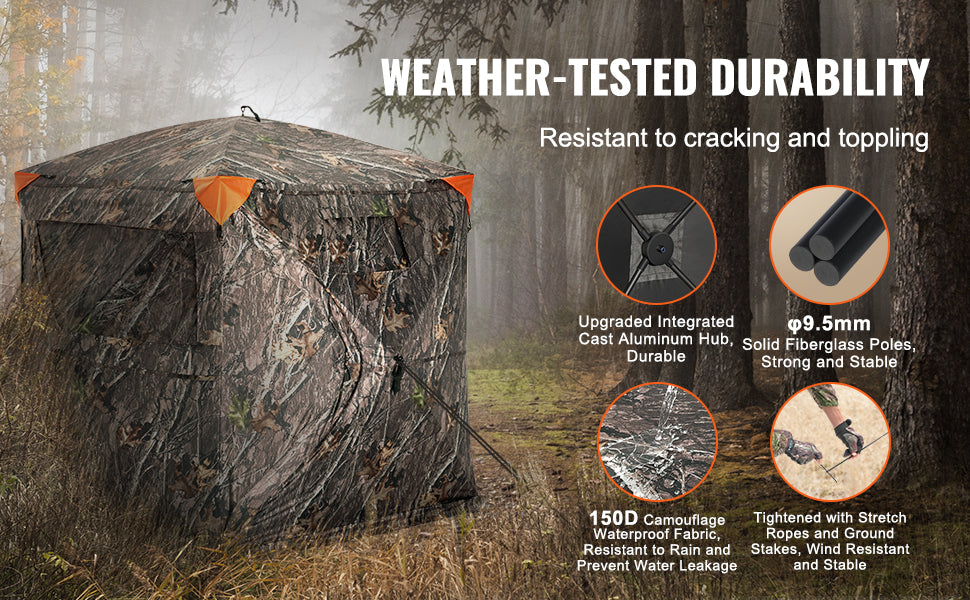 Cache-chasse transparent à 270° pour 2 à 3 personnes avec installation pop-up