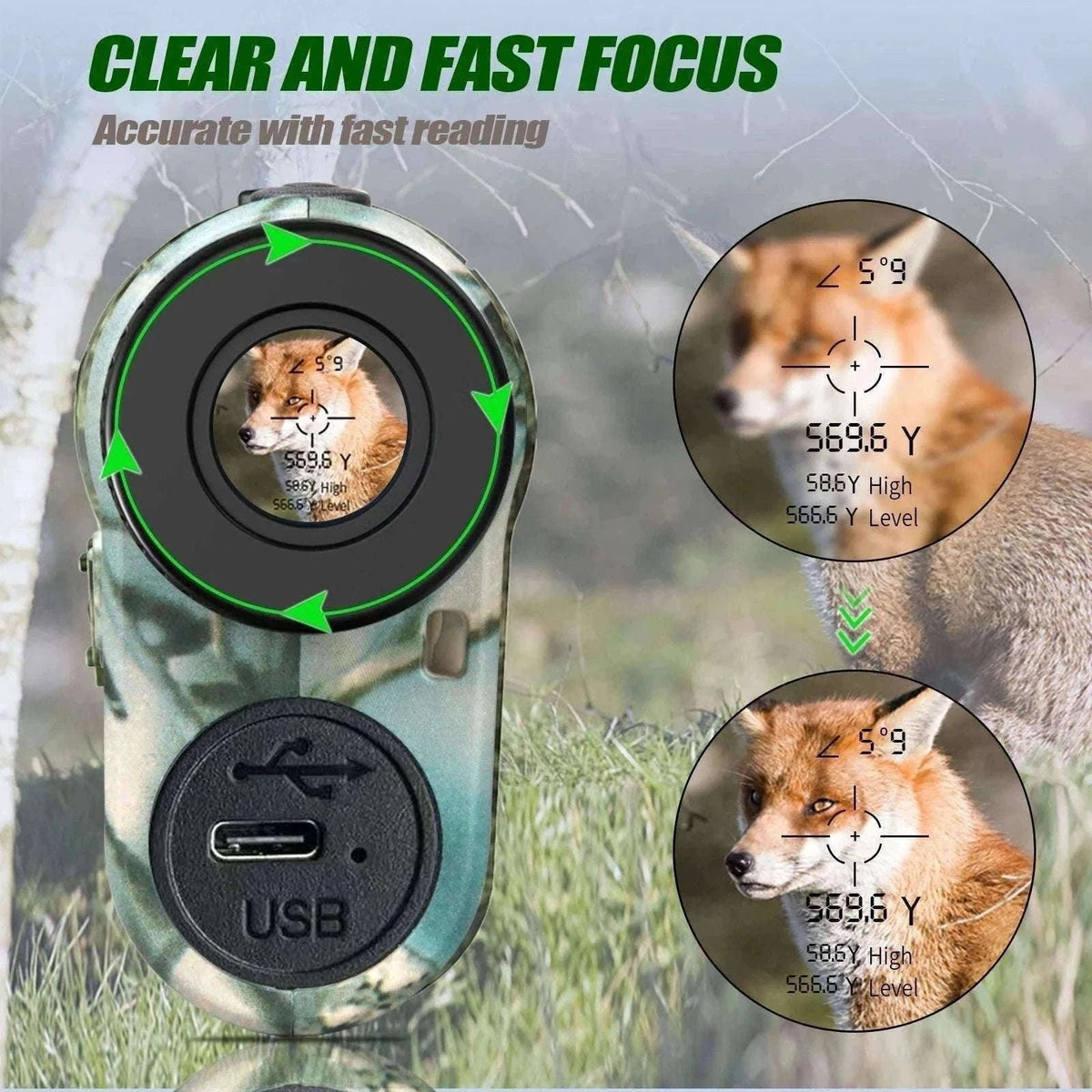 Hunting Laser Rangefinder 1000 Yards with Rechargeable Battery-camo rangefinder / 1000m