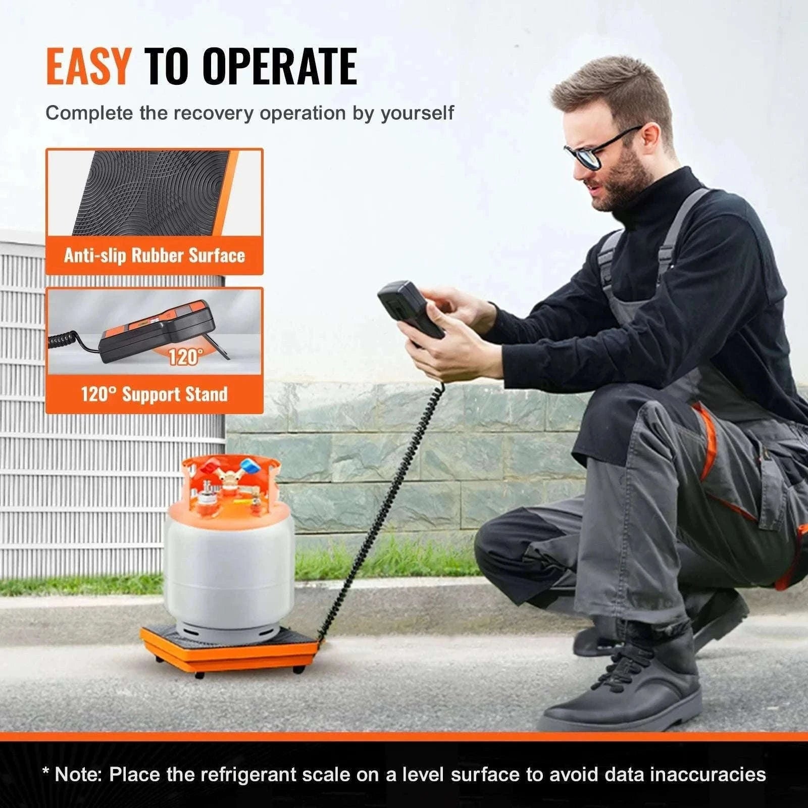 HVAC Refrigerant Scale 220 lb with Remote Control 5g Precision-220 LBS / United States