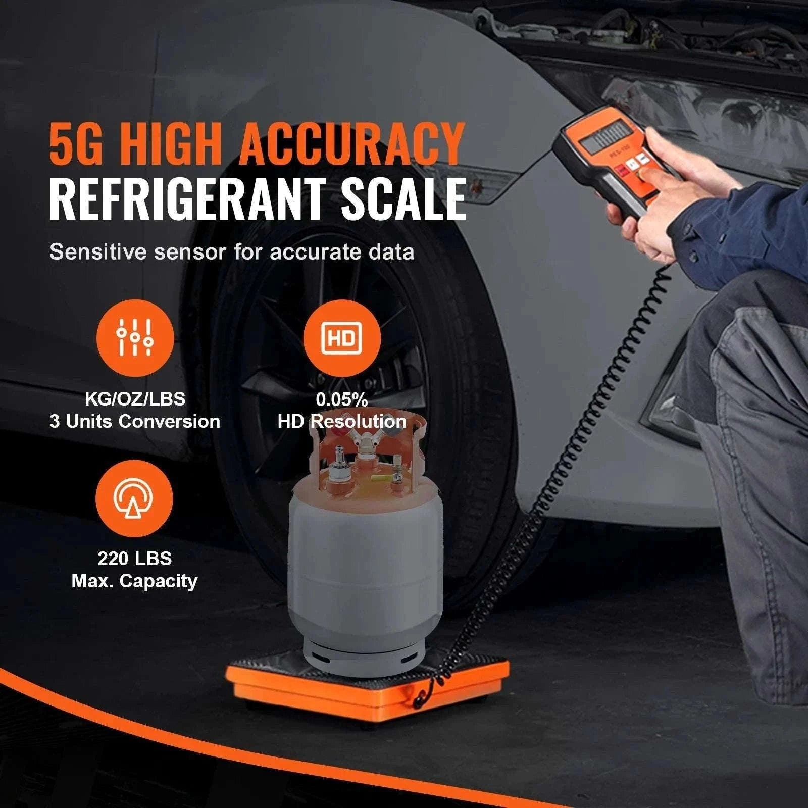 HVAC Refrigerant Scale 220 lb with Remote Control 5g Precision-220 LBS / United States
