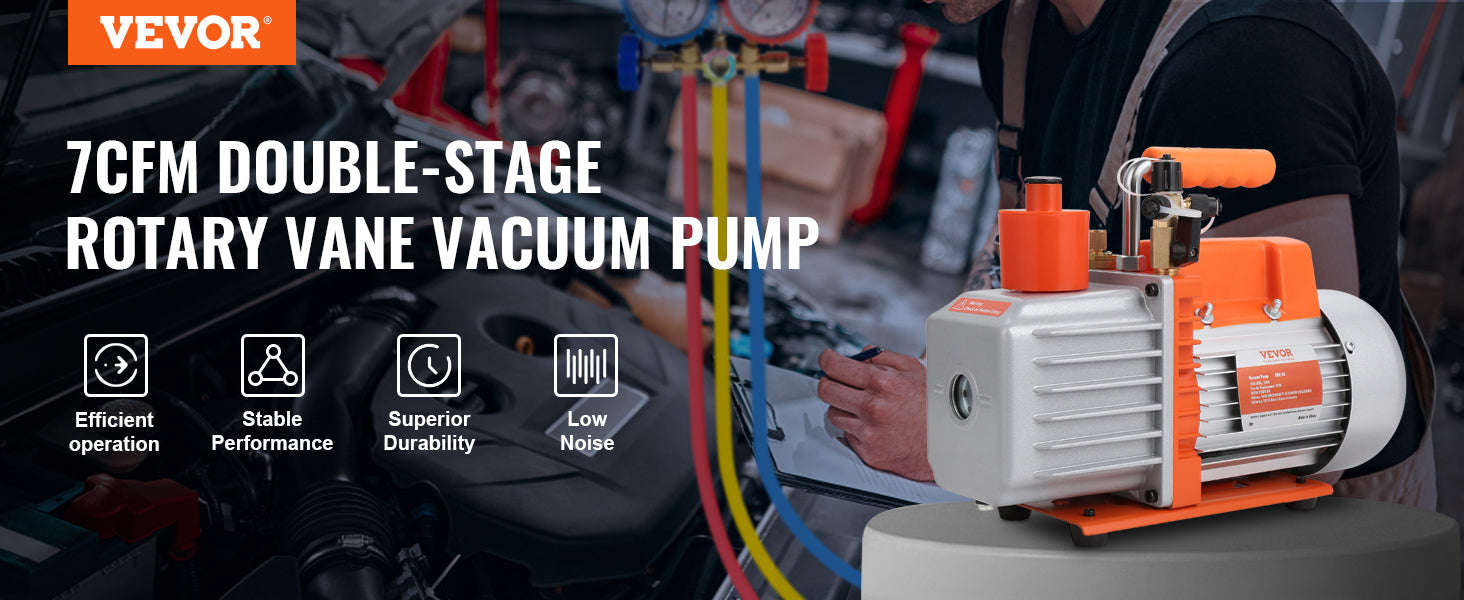 HVAC Vacuum Pump 1 & 2 Stage 3.5–7 CFM AC120V Refrigeration Tool-5CFM 250W 2 Stage / United States