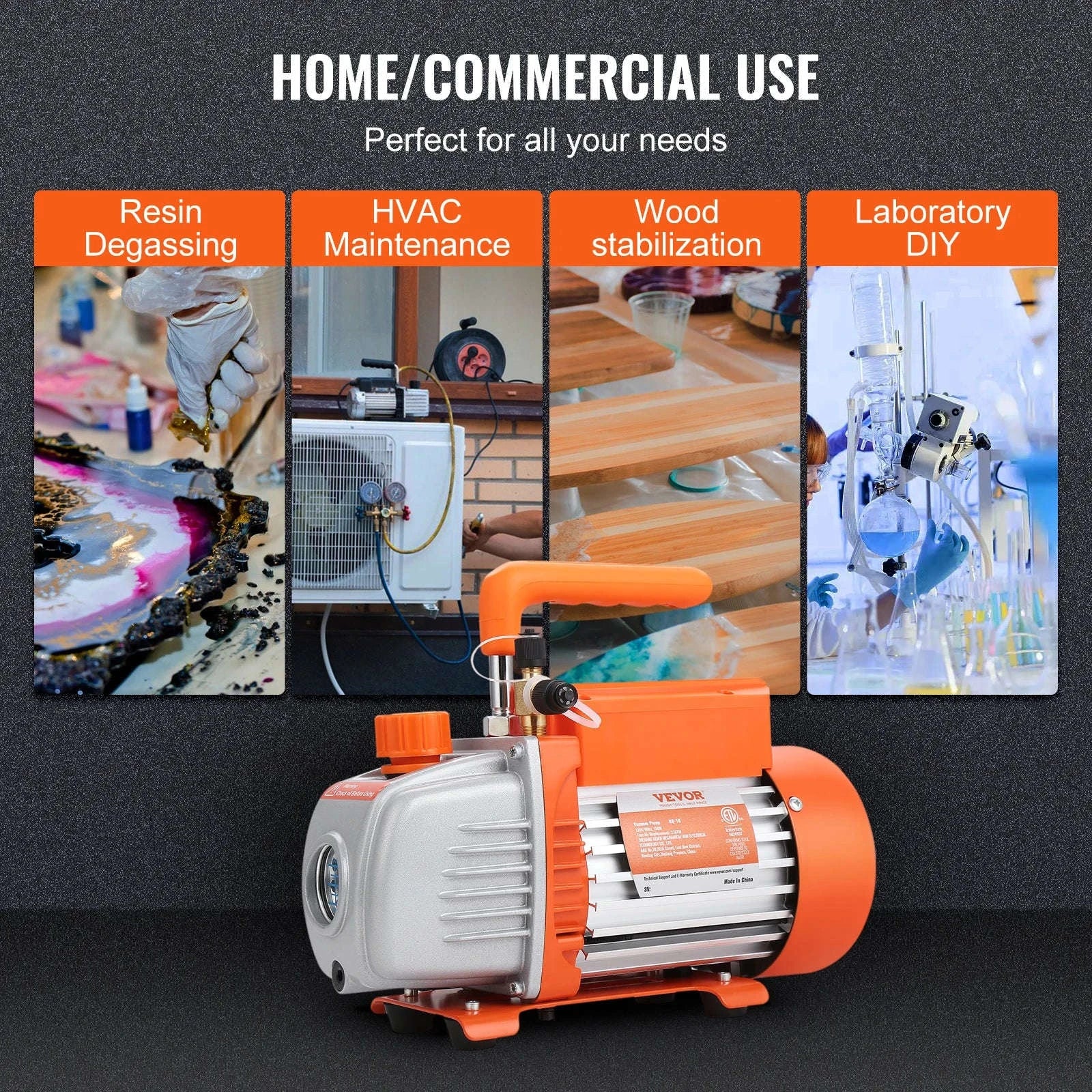 HVAC Vacuum Pump 1 & 2 Stage 3.5–7 CFM AC120V Refrigeration Tool-5CFM 250W 2 Stage / United States