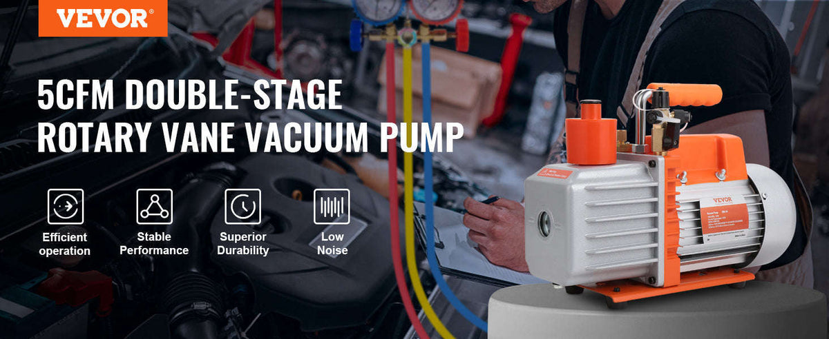 HVAC Vacuum Pump 1 & 2 Stage 3.5–7 CFM AC120V Refrigeration Tool-5CFM 250W 2 Stage / United States