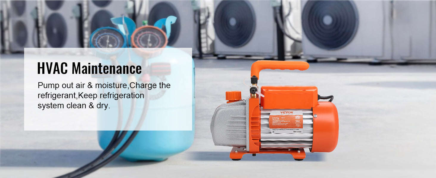 HVAC Vacuum Pump 1 & 2 Stage 3.5–7 CFM AC120V Refrigeration Tool-5CFM 250W 2 Stage / United States