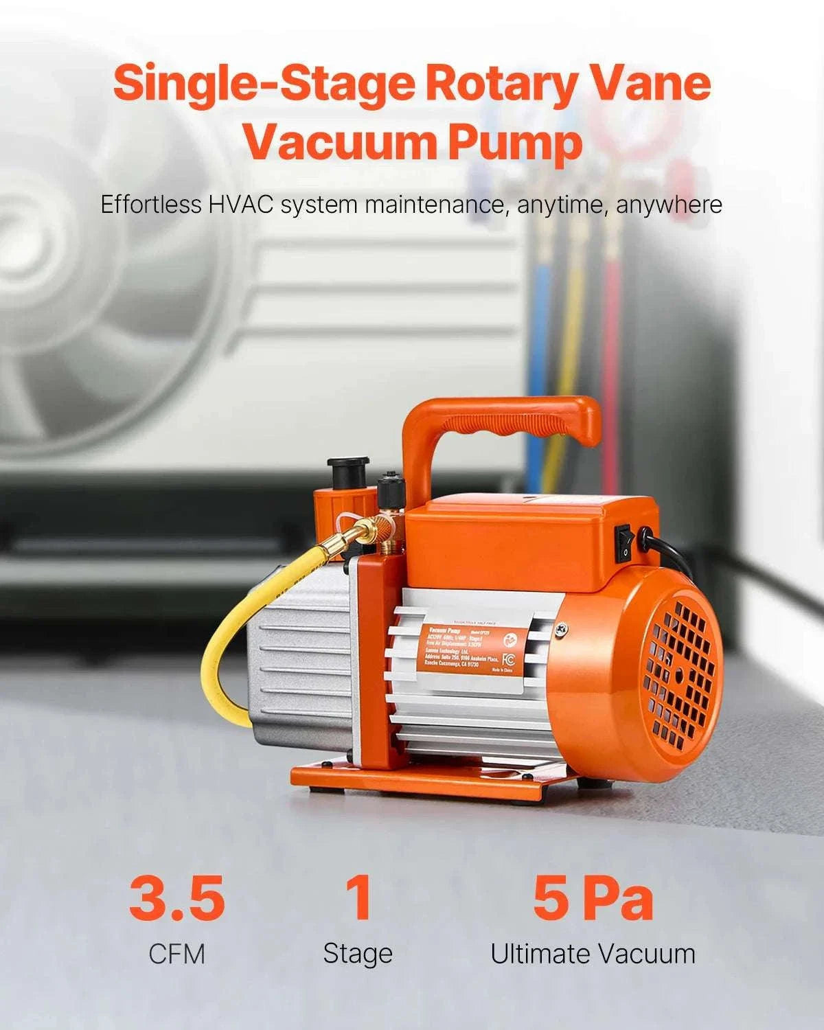 HVAC Vacuum Pump 3.5–9 CFM Single & Dual Stage for AC Systems-5CFM 1-2HP 1 Stage / EU / CZECH REPUBLIC
