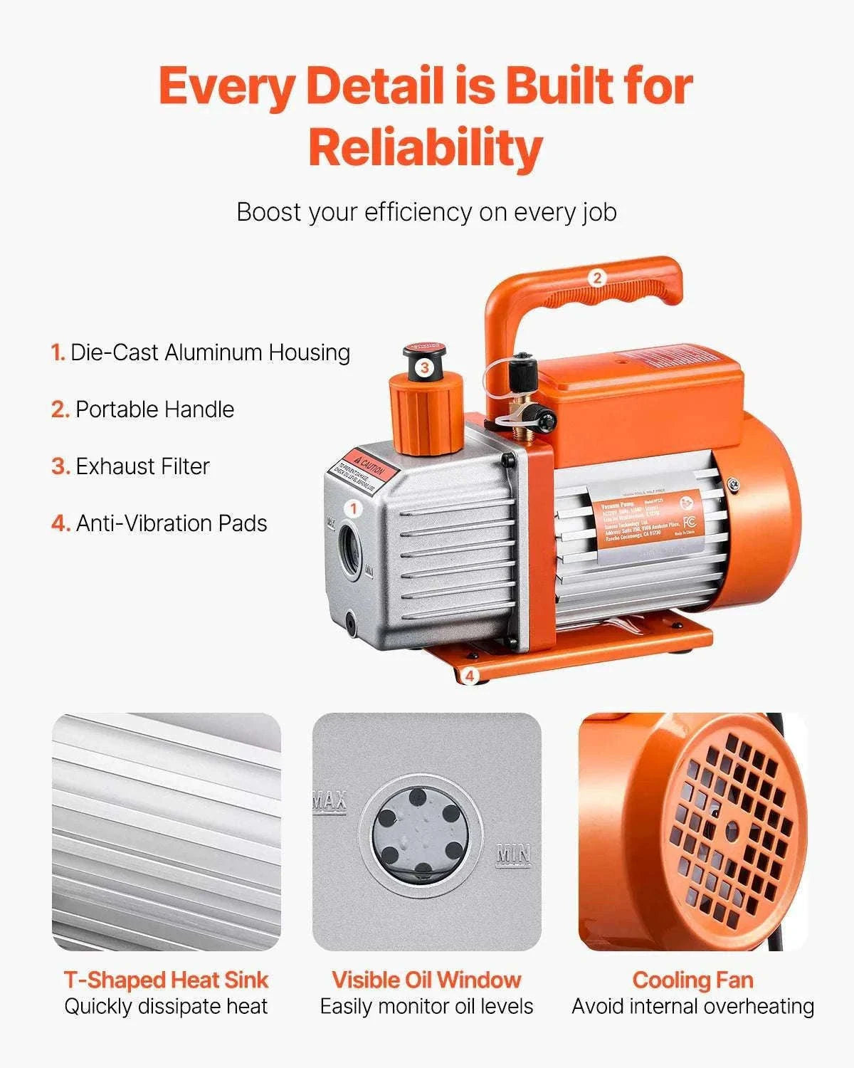 HVAC Vacuum Pump 3.5–9 CFM Single & Dual Stage for AC Systems-5CFM 1-2HP 1 Stage / EU / CZECH REPUBLIC