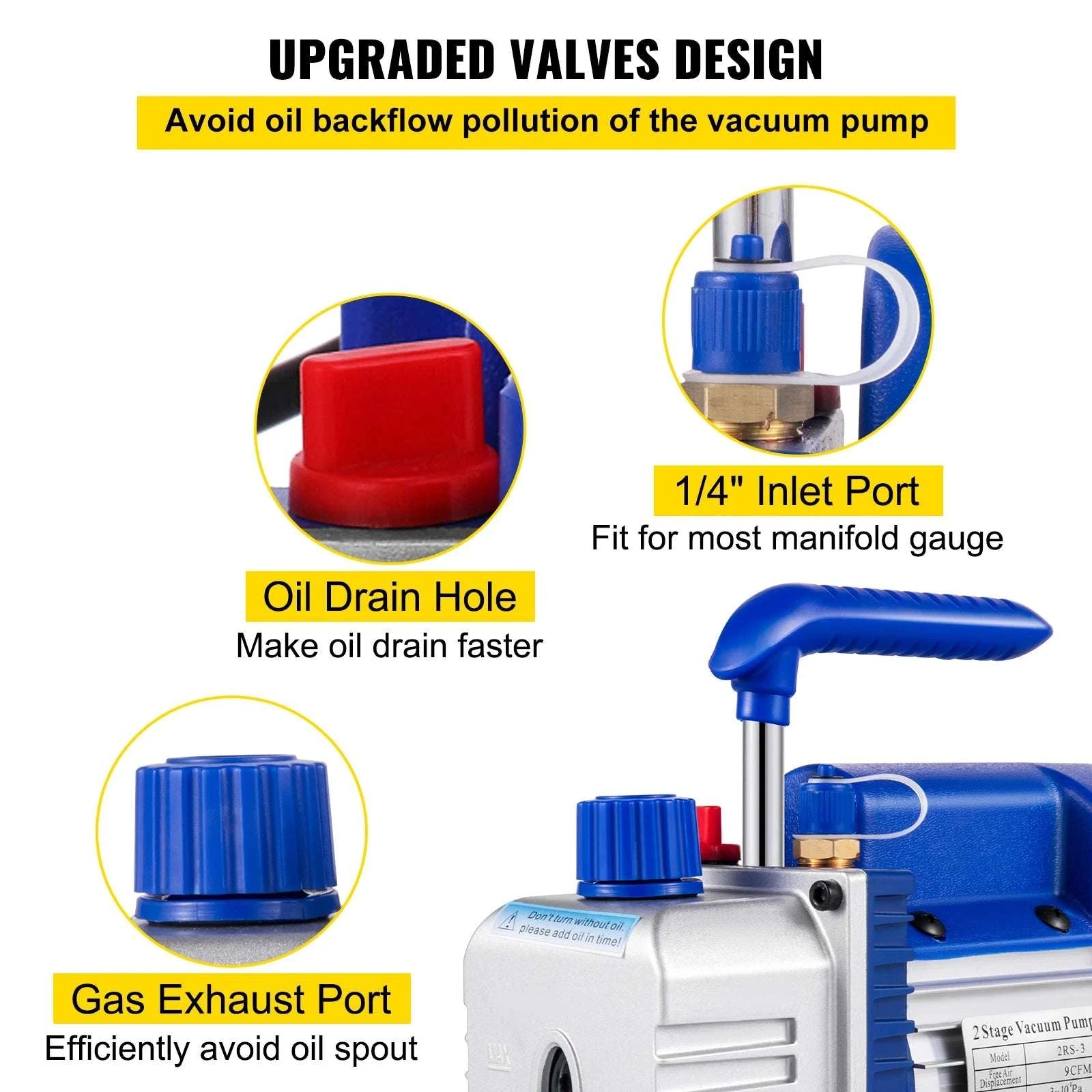 HVAC Vacuum Pump 6–12 CFM Dual Stage 1HP AC Service Tool-9 CFM 1 HP / spain