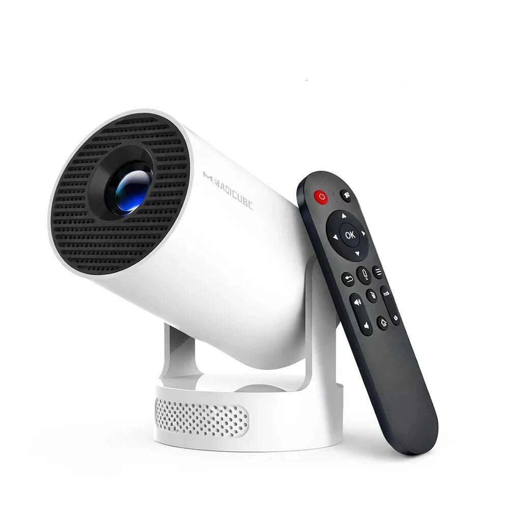HY300 Pro Mini Projector 720P Android WiFi 6 BT5.4 Home Theater-ProNewWhite-Voice RC / US Plug / United States