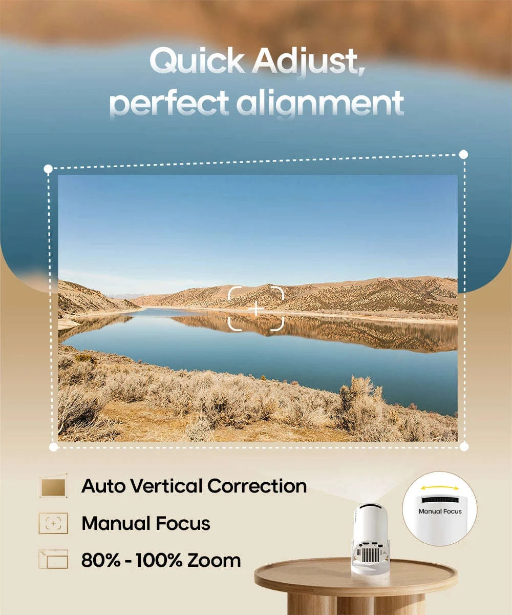 HY300 Pro Mini Projector with Android 14, WiFi 6 & 180° Rotation-HY300 Pro-White / AU Plug