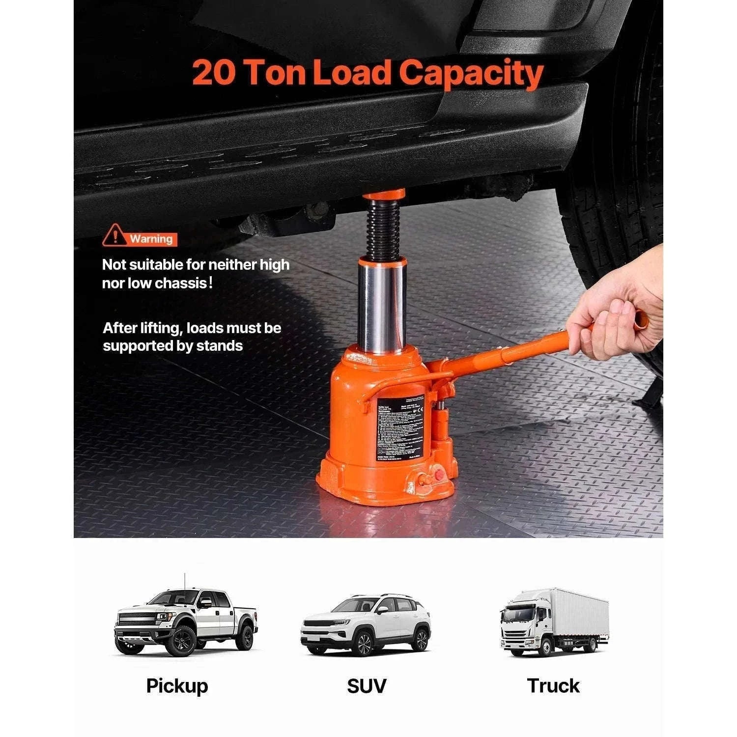 Hydraulic Bottle Jack 20 Ton for Trucks, SUVs and RVs-50TON / CZECH REPUBLIC
