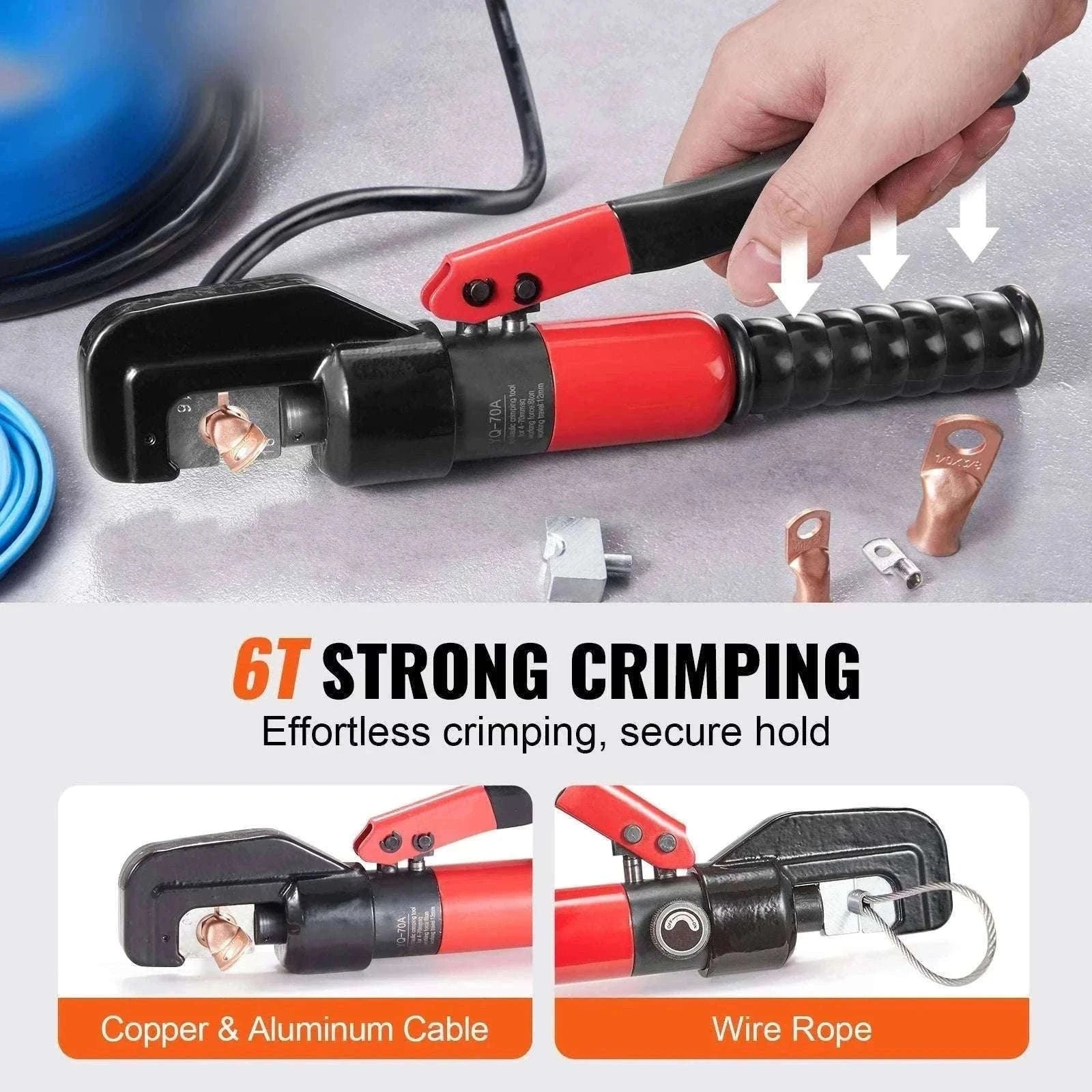 Hydraulic Cable Crimping Tool AWG12-2/0 with 9 Dies & Cutter Kit-United States