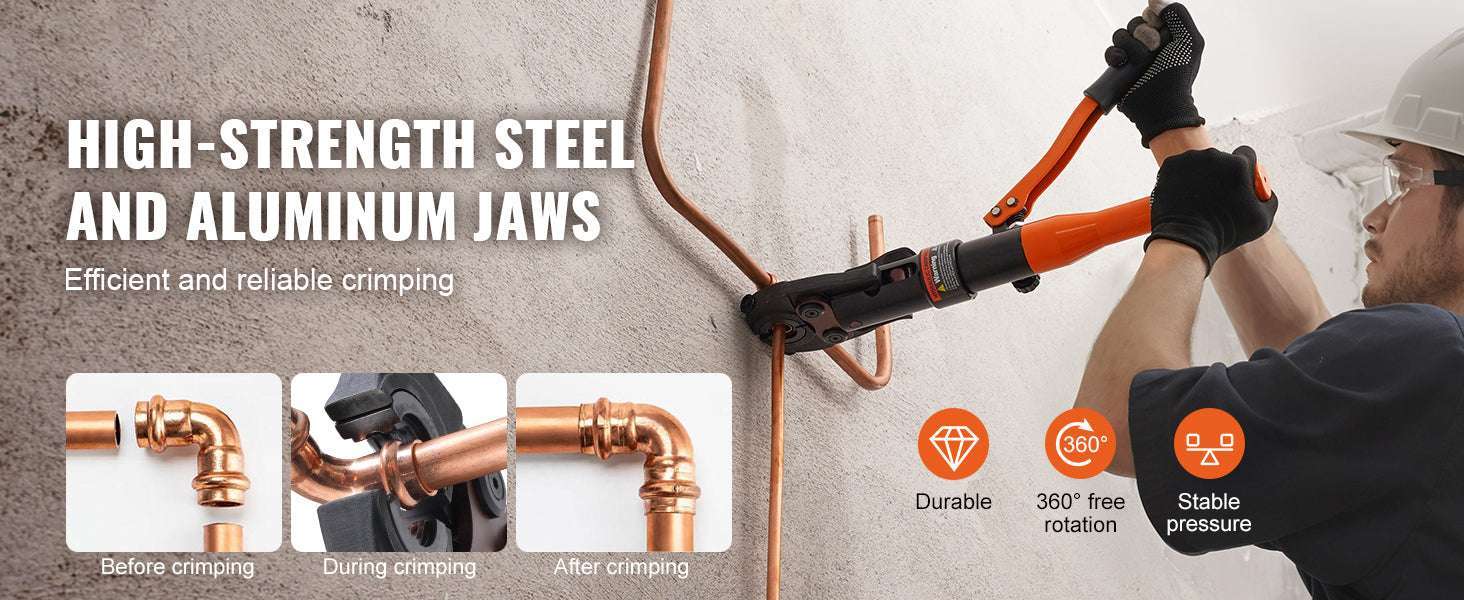 Hydraulic Copper Pipe Crimping Tool with 3 Dies for Tight Spaces-3 Dies / United States