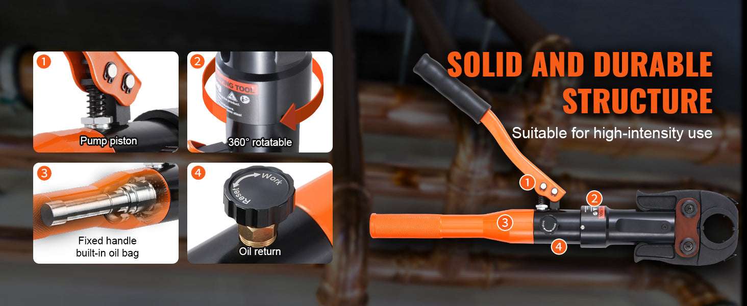 Hydraulic Copper Pipe Crimping Tool with 3 Dies for Tight Spaces-3 Dies / United States