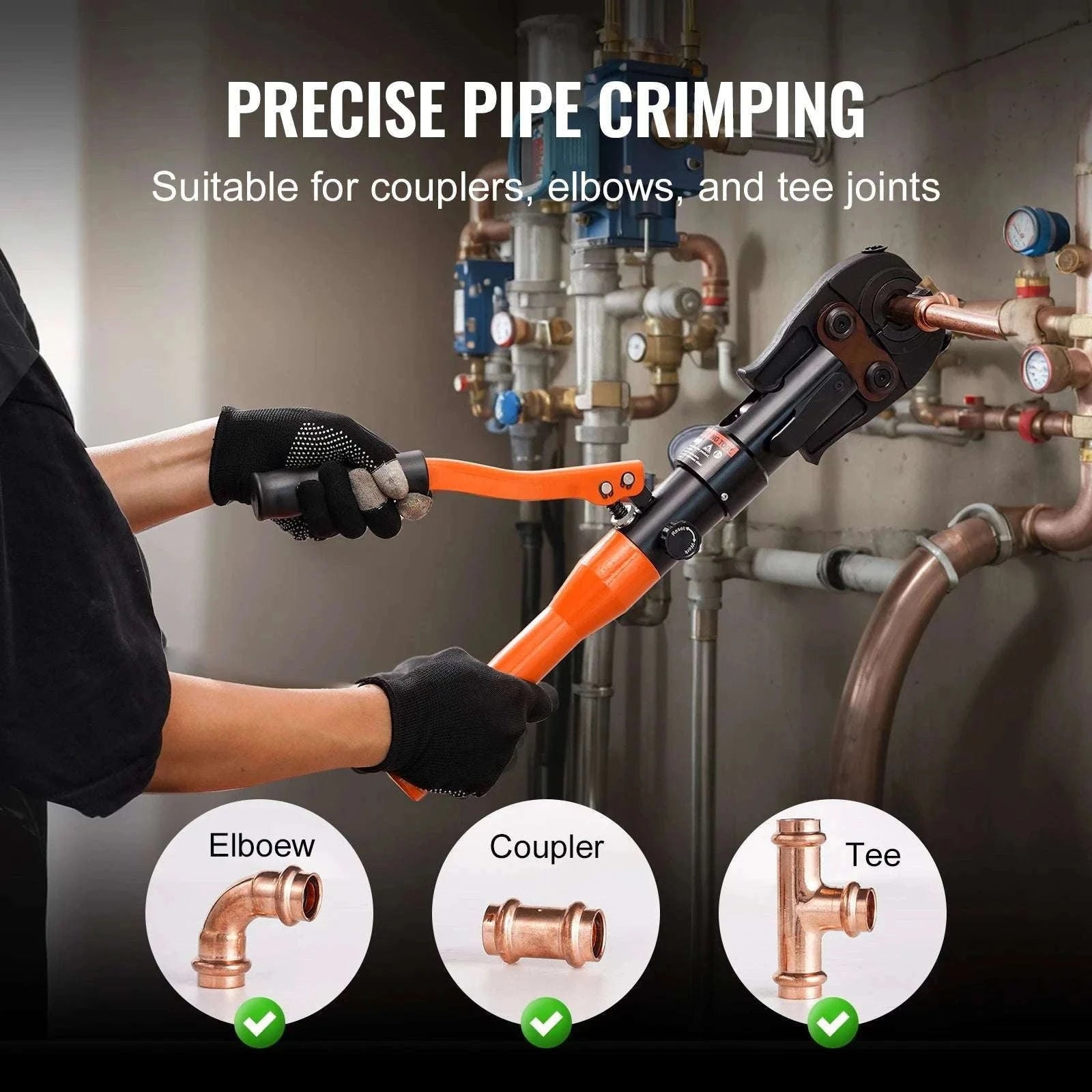 Hydraulic Copper Pipe Crimping Tool with 3 Dies for Tight Spaces-3 Dies / United States