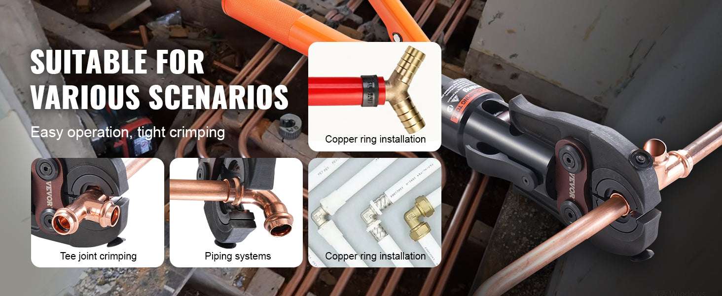 Hydraulic Copper Pipe Crimping Tool with 8 Dies for PEX Rings-8 Dies / United States