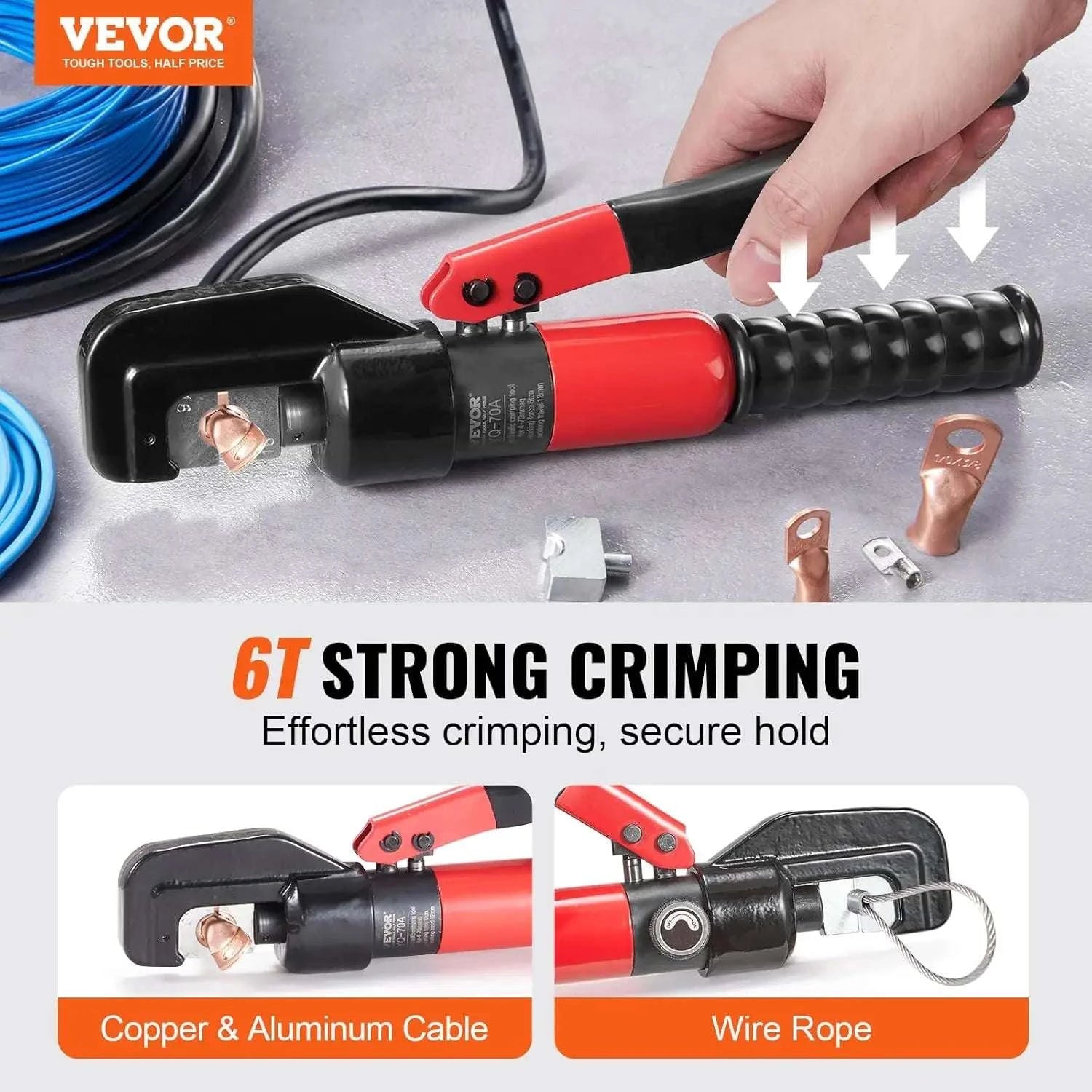 Hydraulic Crimping Tool Kit with 9 Dies AWG12-2/0 and Cutter-United States