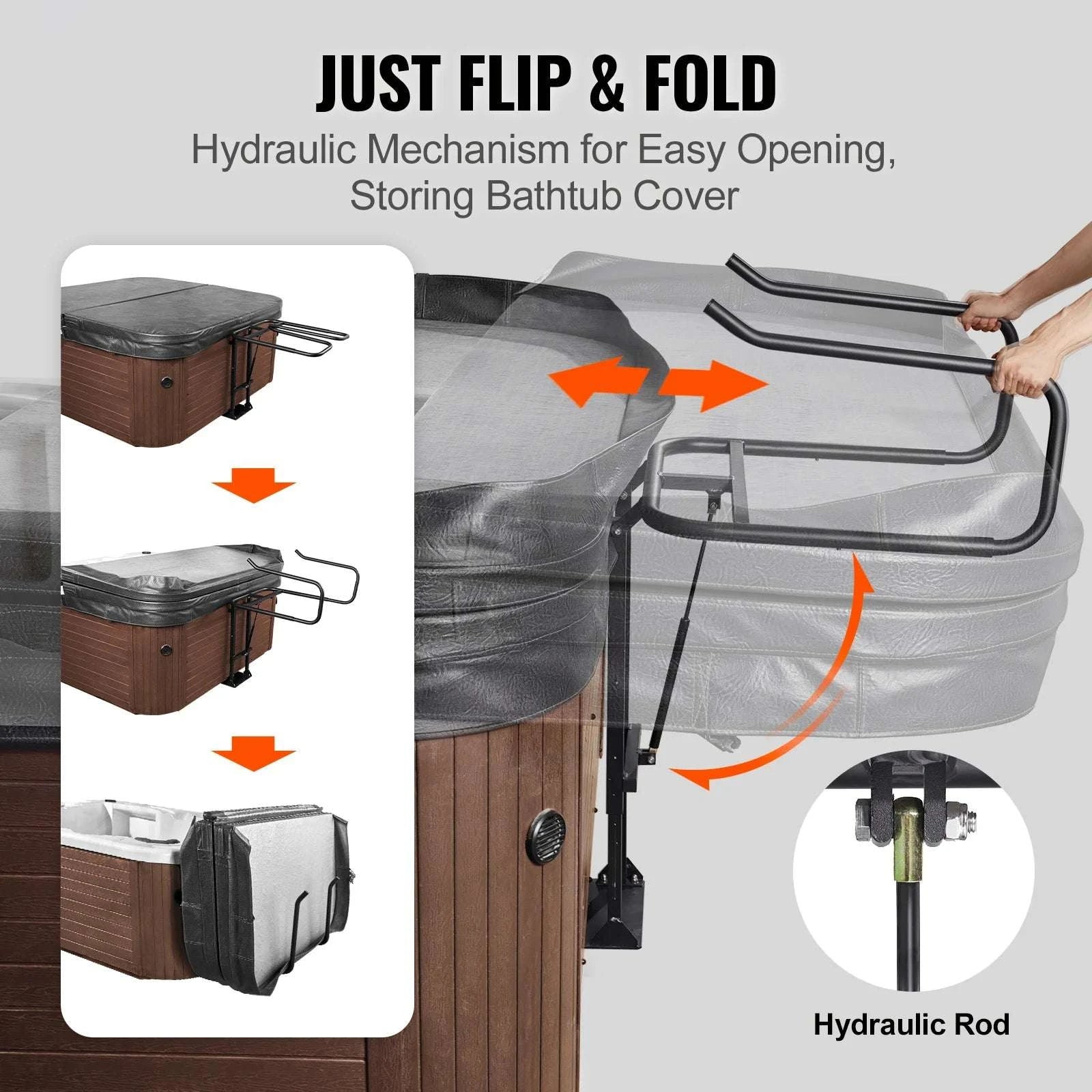 Hydraulic Hot Tub Cover Lift Adjustable Spa Cover Lifter-OnesideUnderneath / United States