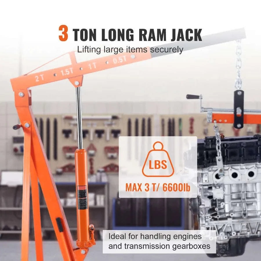 Hydraulic Long Ram Jack 3 Ton with Single Piston Pump and Clevis Base-United States / Default