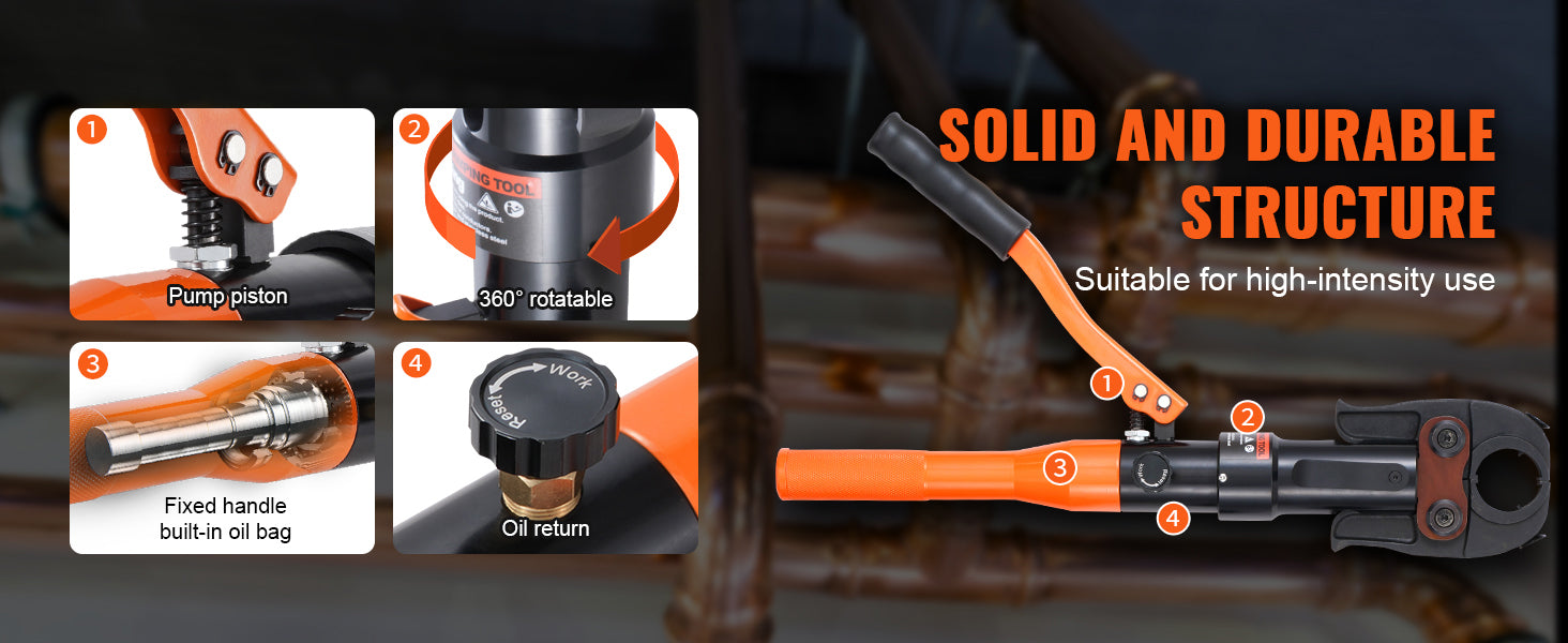 Hydraulic Copper Pipe Crimping Tool with 8 Dies for PEX Rings