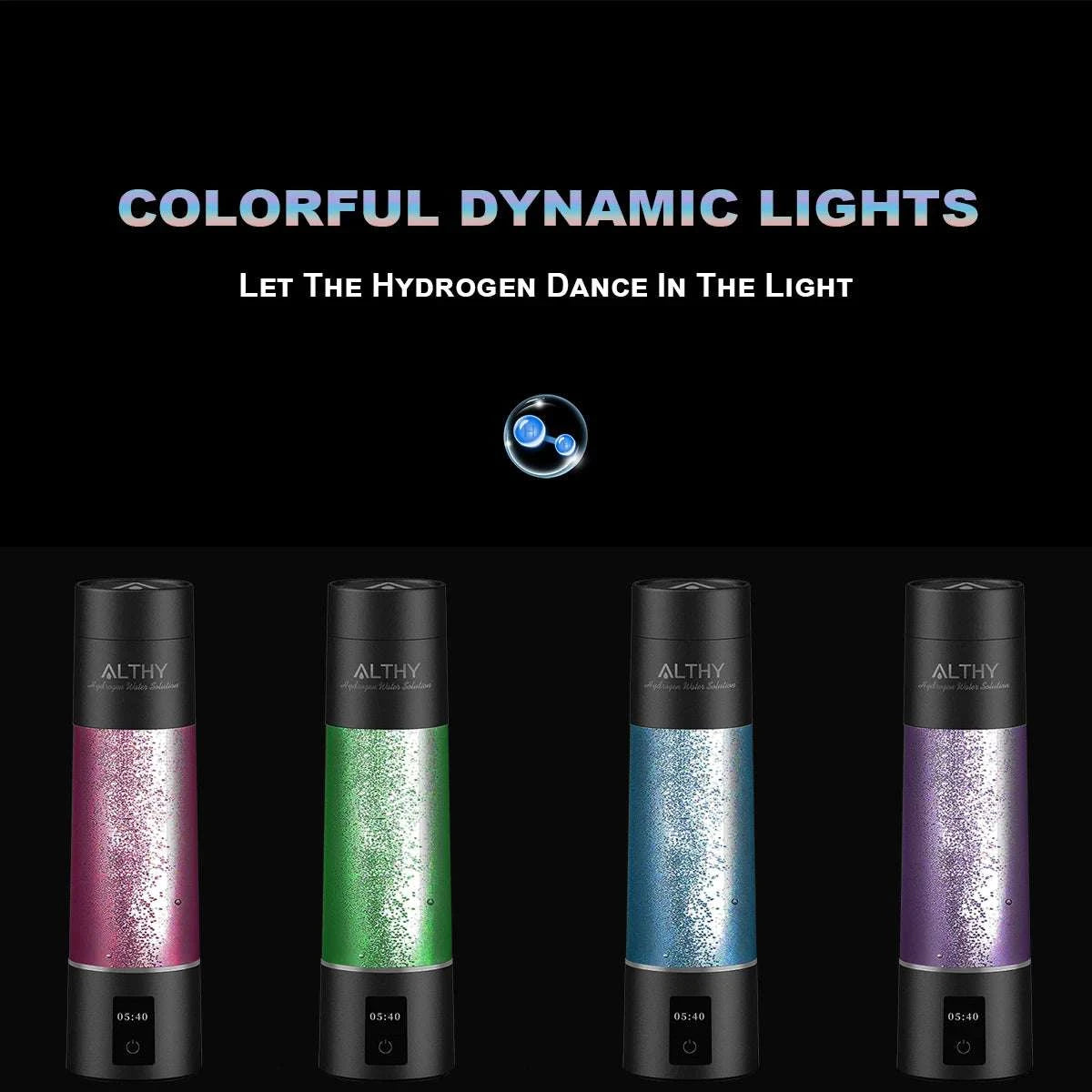 Hydrogen Water Generator Bottle with Dual Chamber Ionizer & Display-Obsidian Black