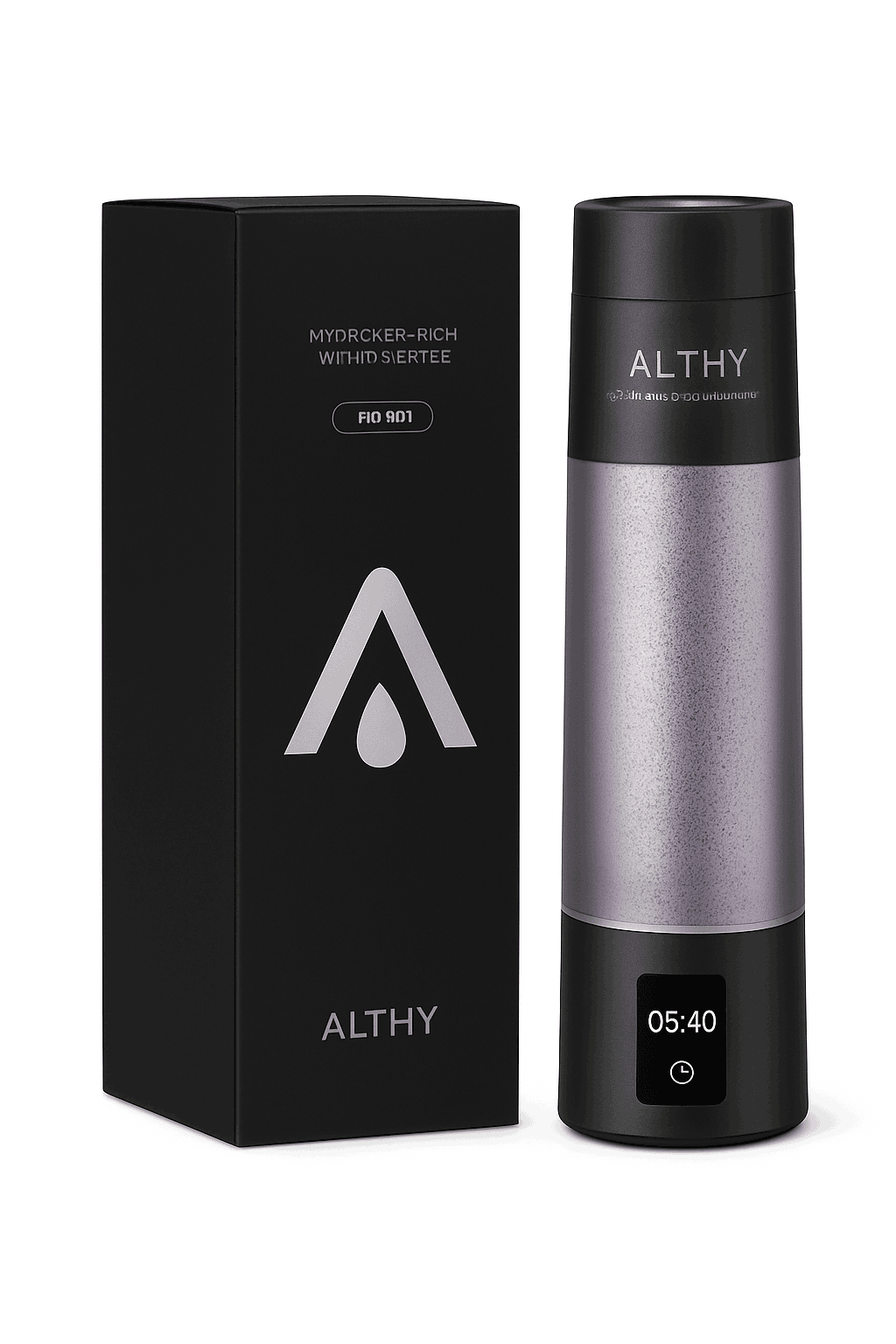 Hydrogen Water Generator Bottle with Dual Chamber Ionizer & Display-Obsidian Black