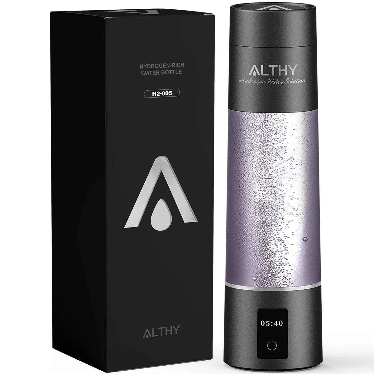 Hydrogen Water Generator Bottle with Dual Chamber Ionizer & Display-Obsidian Black