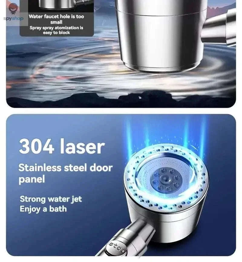 HydroLux High-Pressure Shower Head with Filter and Spray Modes-Silver Set