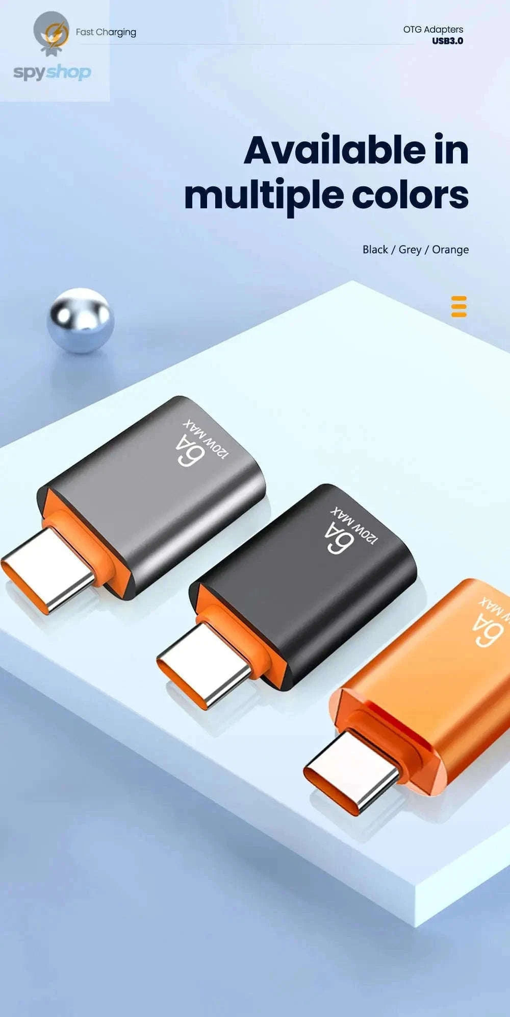 HyperLink 10A OTG USB-C Adapter for Fast Charging and USB 3.0-BlackA