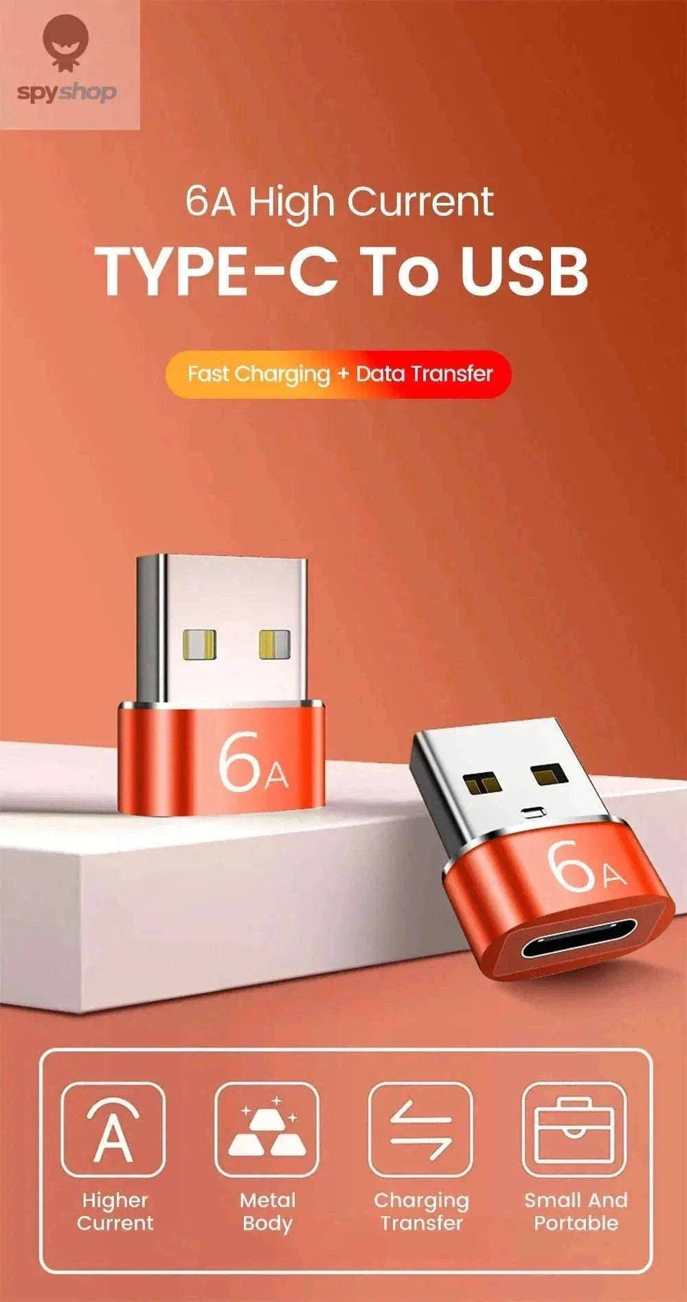 HyperLink 10A OTG USB-C Adapter for Fast Charging and USB 3.0-BlackA