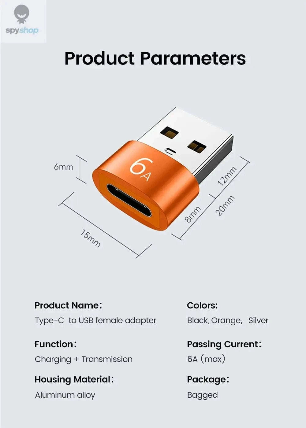 HyperLink 10A OTG USB-C Adapter for Fast Charging and USB 3.0-BlackA