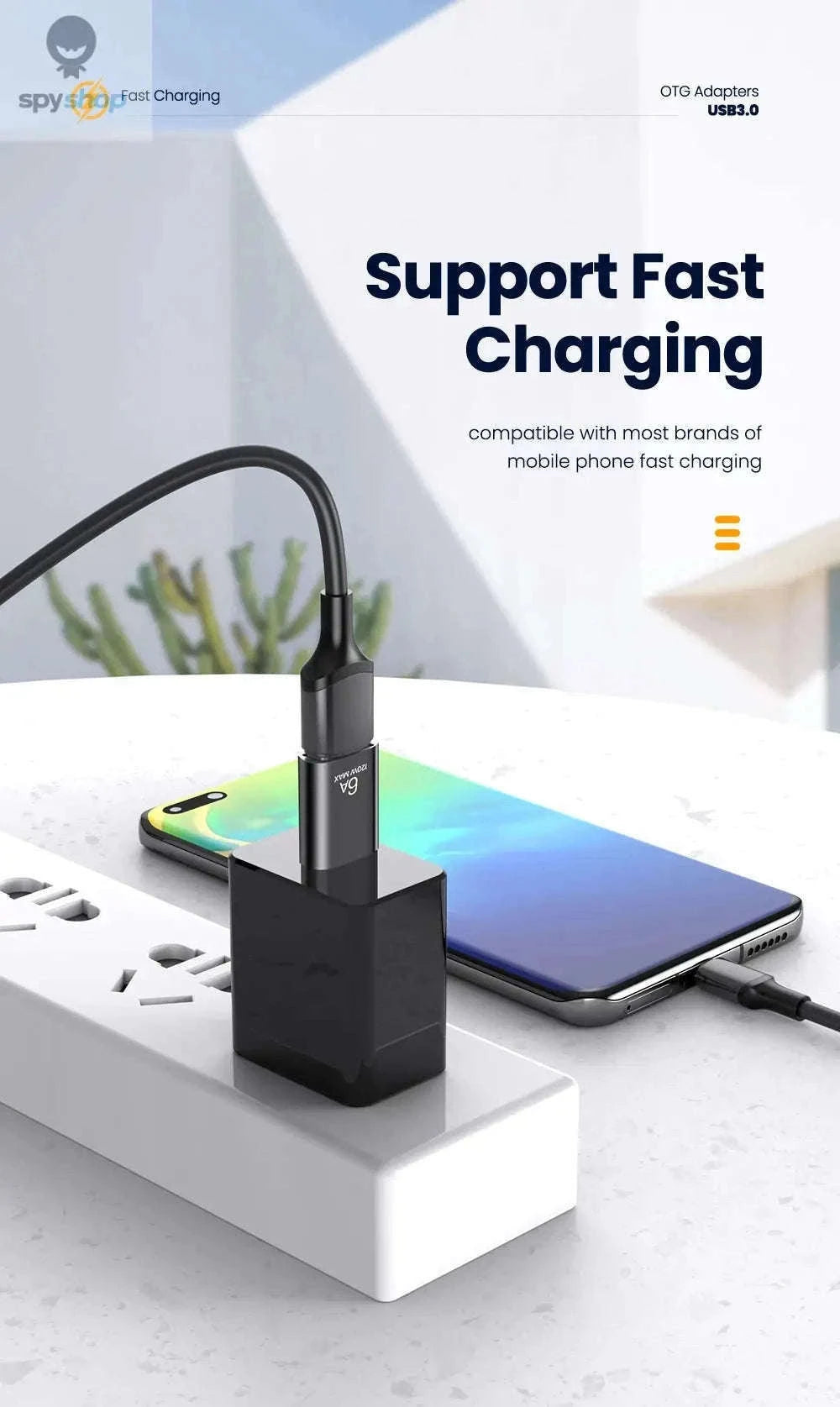 HyperLink 10A OTG USB-C Adapter for Fast Charging and USB 3.0-BlackA