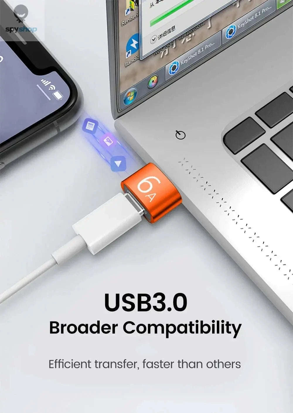 HyperLink 10A OTG USB-C Adapter for Fast Charging and USB 3.0-BlackA