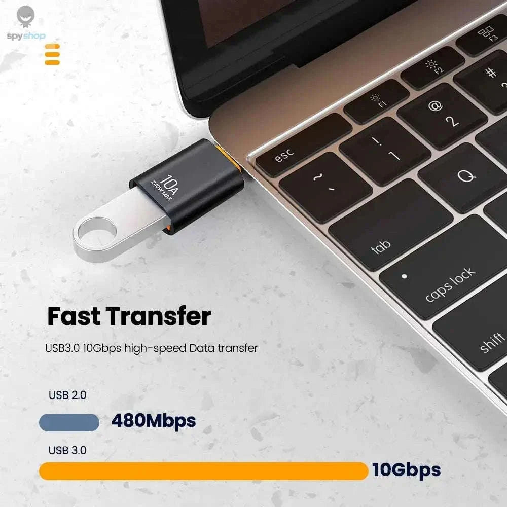 HyperLink 10A OTG USB-C Adapter for Fast Charging and USB 3.0-BlackA