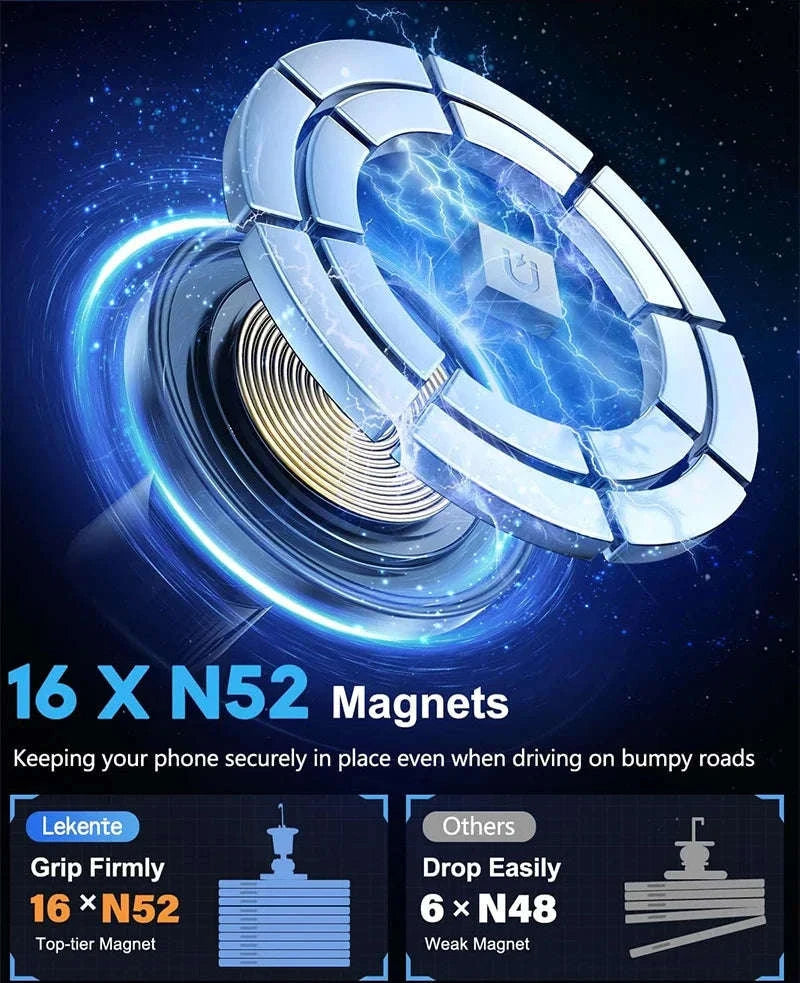 Ice Cooling Magnetic Wireless Car Charger Stand-Black