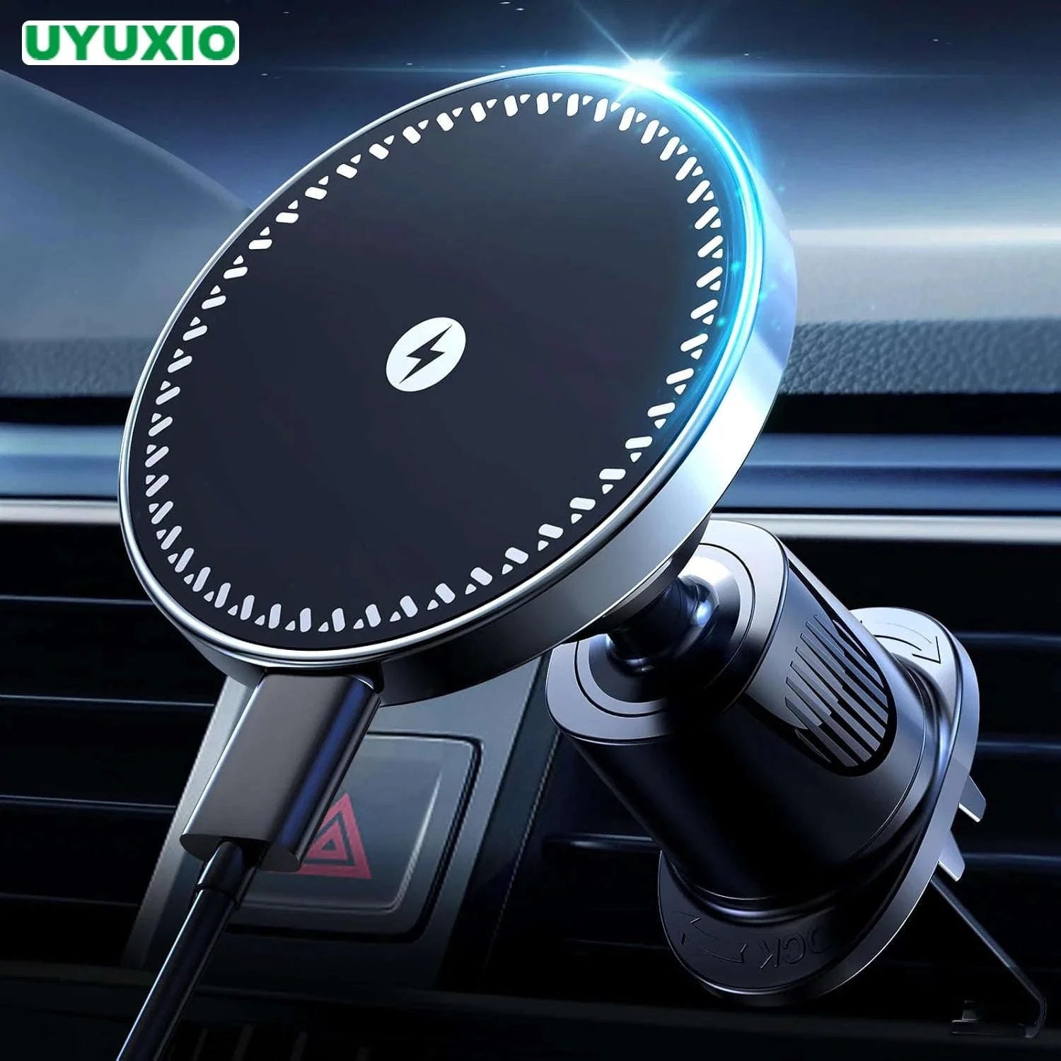 Ice Cooling Magnetic Wireless Car Charger Stand-Black