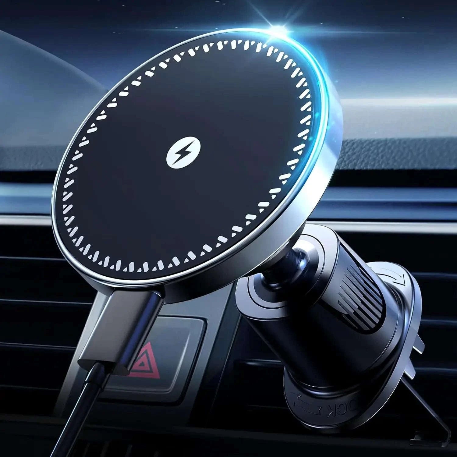 Ice Cooling Magnetic Wireless Car Charger Stand-Black