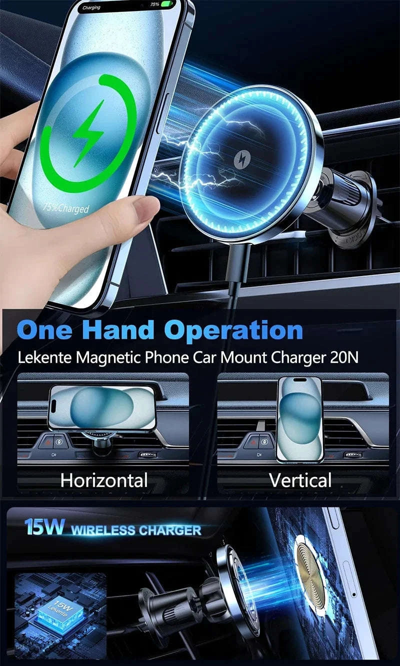 Ice Cooling Magnetic Wireless Car Charger Stand-Black