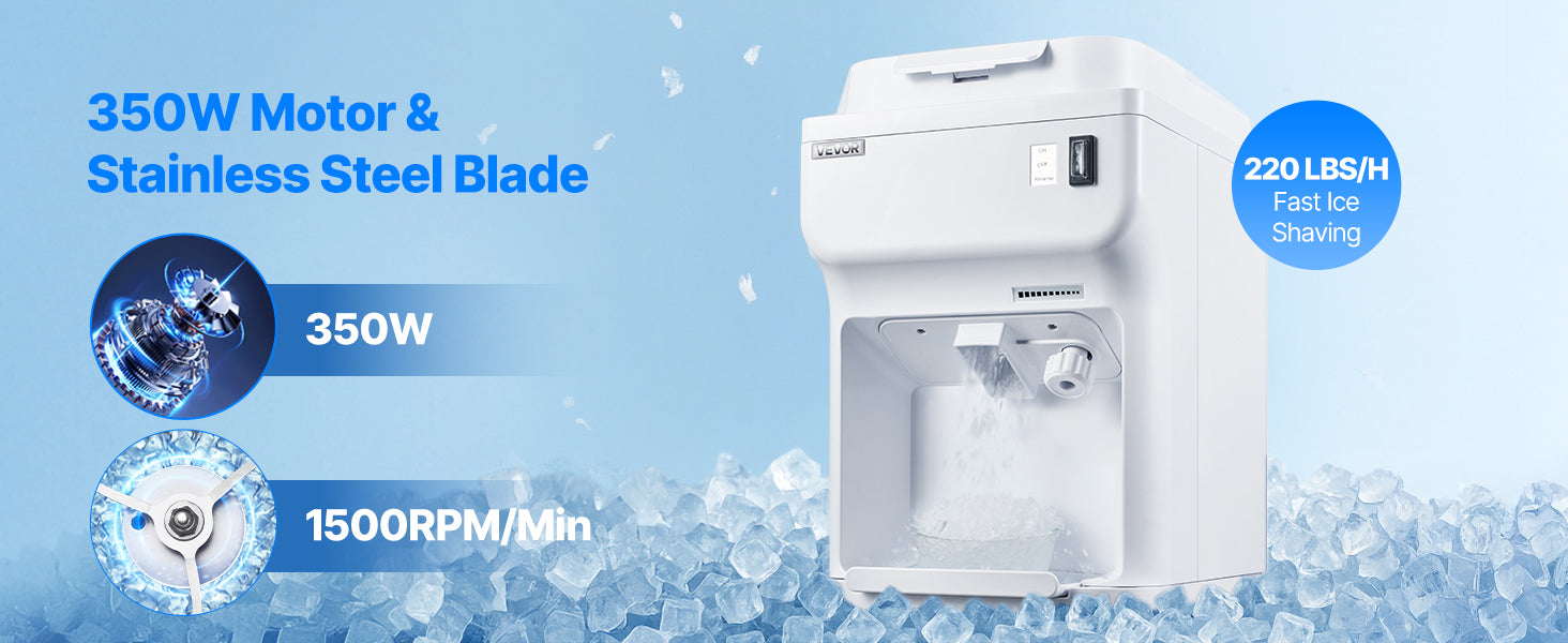Commercial Ice Shaver Machine 220 lbs/hr Snow Cone Maker 110V