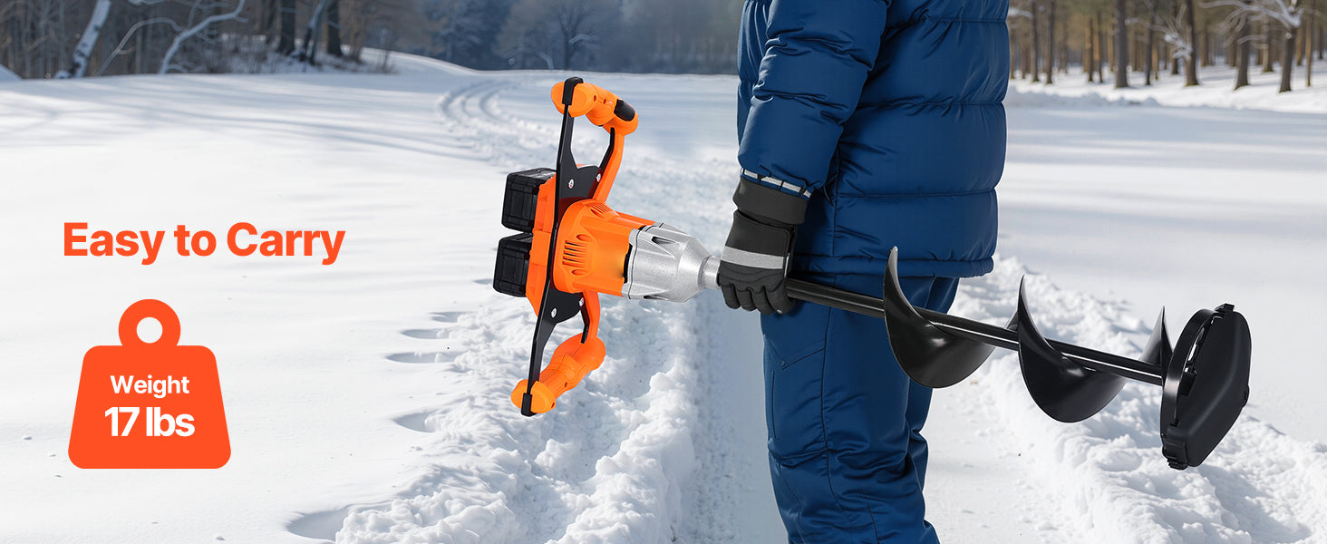 Elektrische Eisbohrmaschine 8" Akku-Bohrmaschine mit zwei Bohrern für Eis und Erde